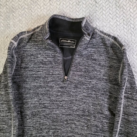 Eddie Bauer Men’s Quarter Zip Pullover Gray Heather Long Sleeve Cotton Blend - Picture 2 of 8